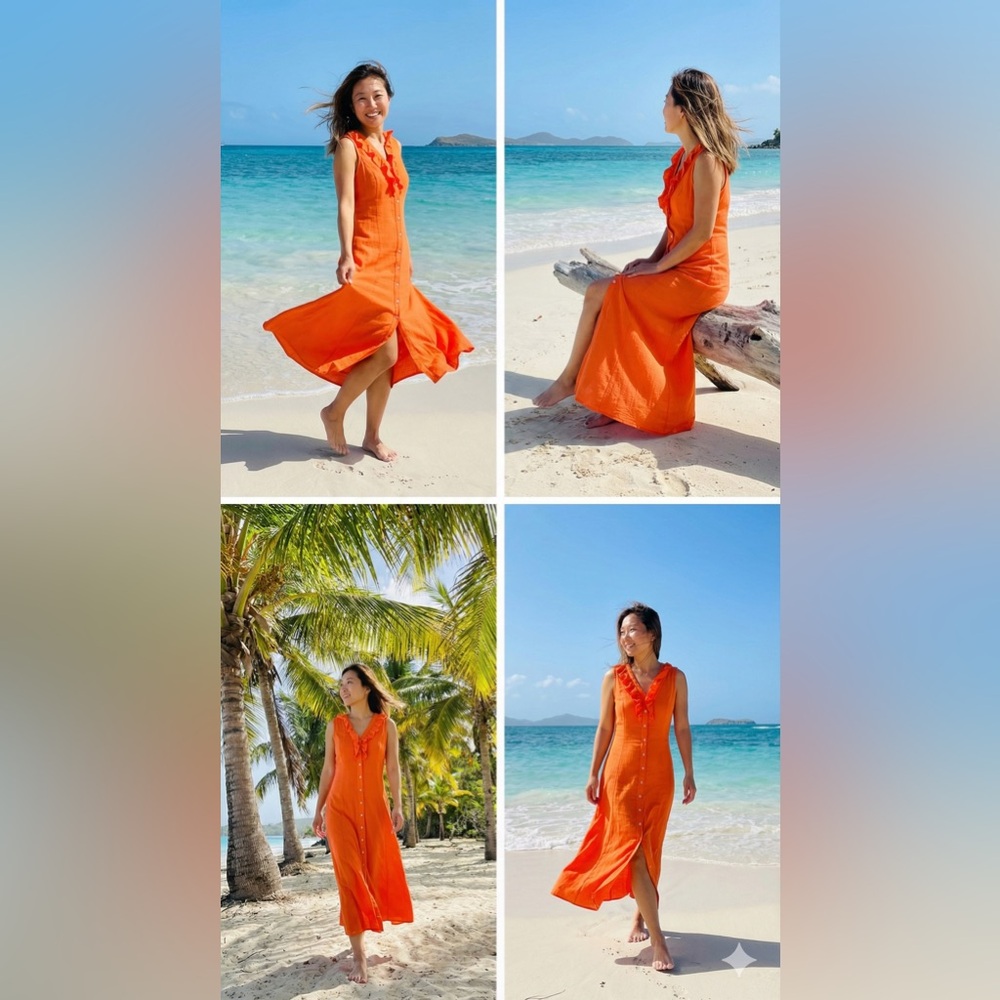Orange Button-Down Dress